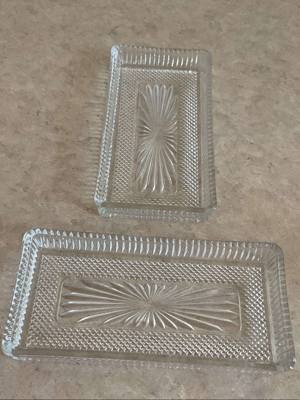 Vintage Glass Rectangle Patterned Crystal & serving Dish